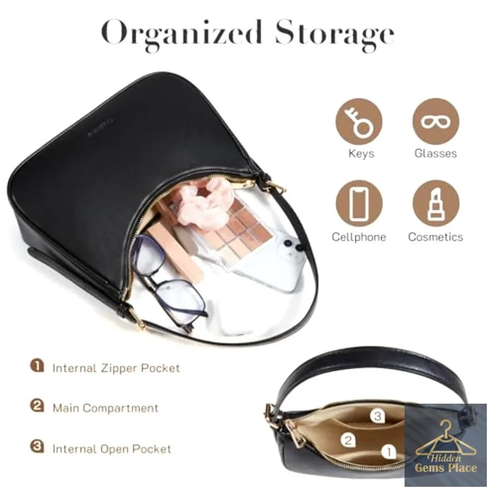 Small Vegan Leather Hobo Shoulder Bag with Adjustable Strap for Daily Use